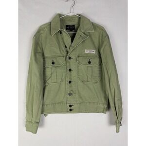Polo Ralph Lauren Denim Jacket Womens S Green Logo Utility